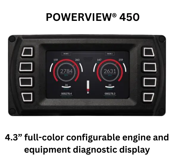 Enovation Controls' Powerview 450 features a 4.3' full-color configurable engine and equipment diagnostic display